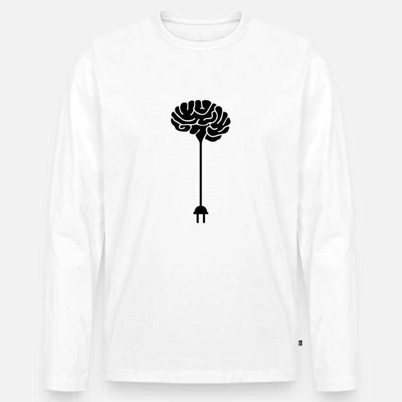 Hirnstecker - Männer Premium Bio Langarmshirt - Weiß