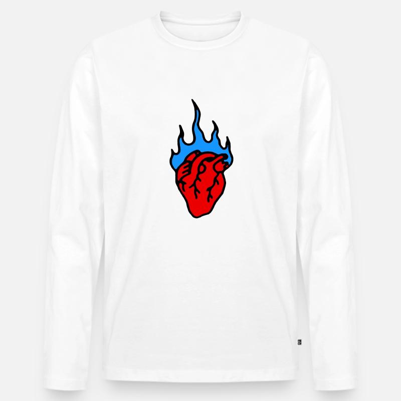 Herz - Männer Premium Bio Langarmshirt - Weiß