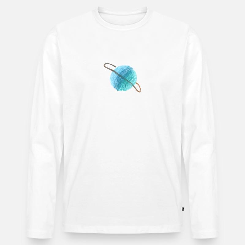 Blauer Planet - Männer Premium Bio Langarmshirt - Weiß