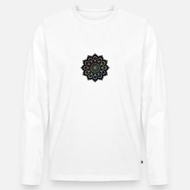 Mandala. Bunt. Regenbogenfarben. - Männer Premium Bio Langarmshirt - Weiß