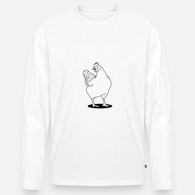 Huhn - Männer Premium Bio Langarmshirt - Weiß