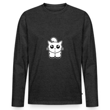 Kitty - Men's Premium Organic Long Sleeve Shirt - heather anthracite - Front - Nico (187cm)
