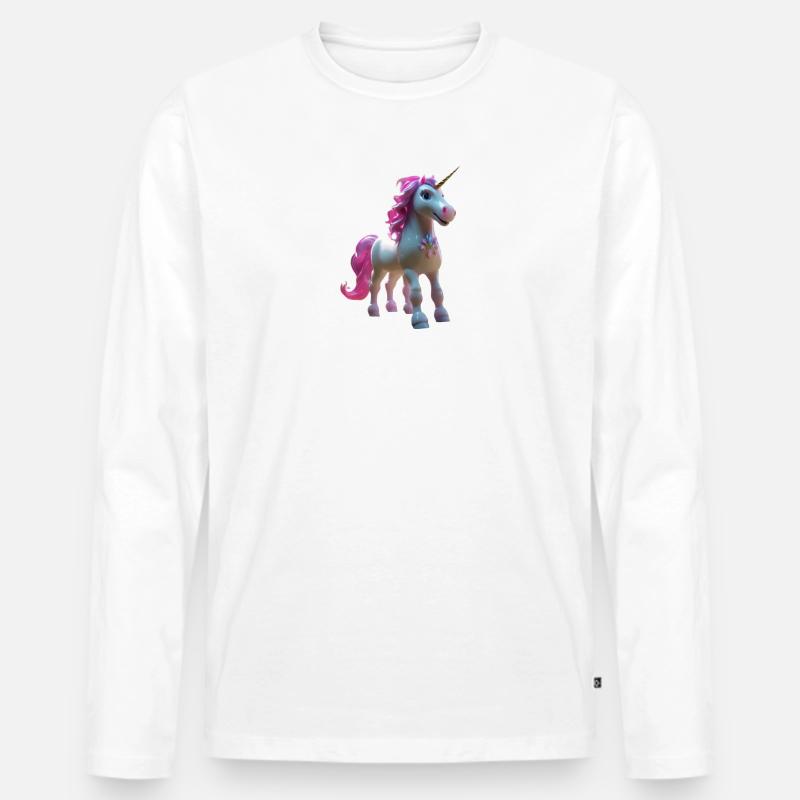 Einhorn - Männer Premium Bio Langarmshirt - Weiß