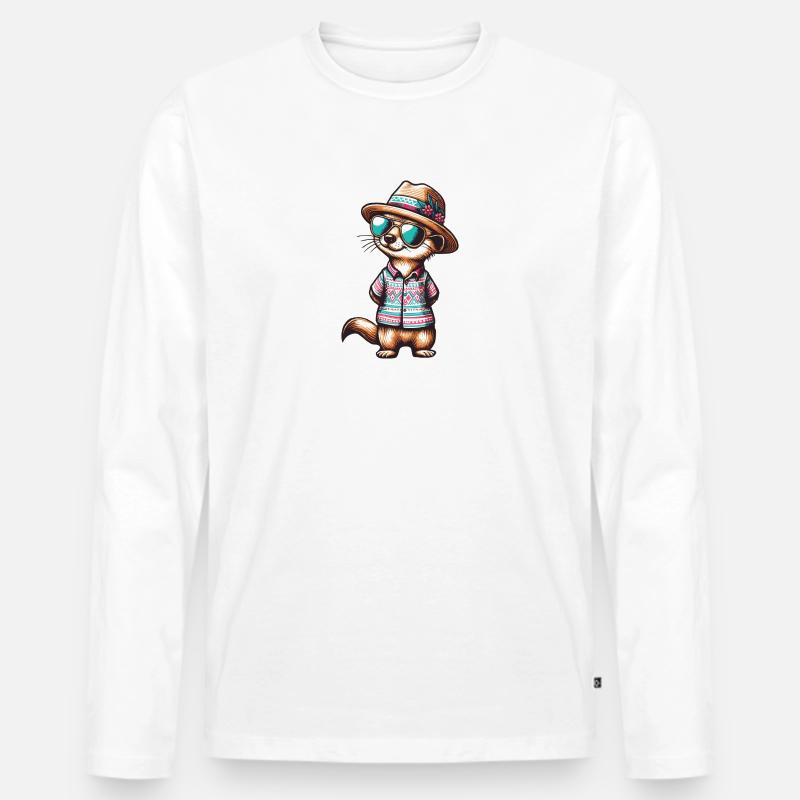 Erdmännchen im Sommer - Männer Premium Bio Langarmshirt - Weiß