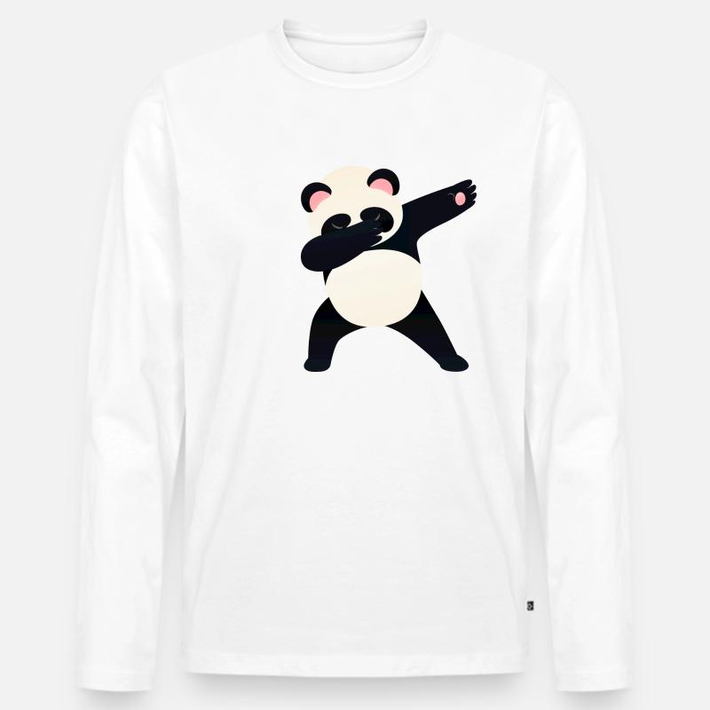 Panda Dab Dance - Cool Gift - Männer Premium Bio Langarmshirt - Weiß