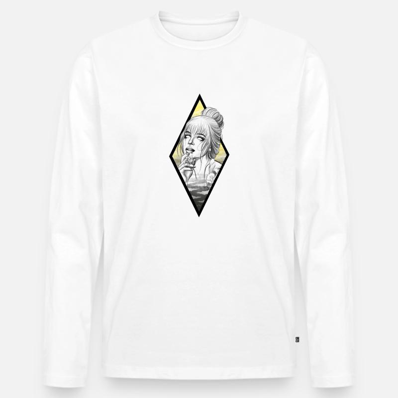 Sirene - Männer Premium Bio Langarmshirt - Weiß
