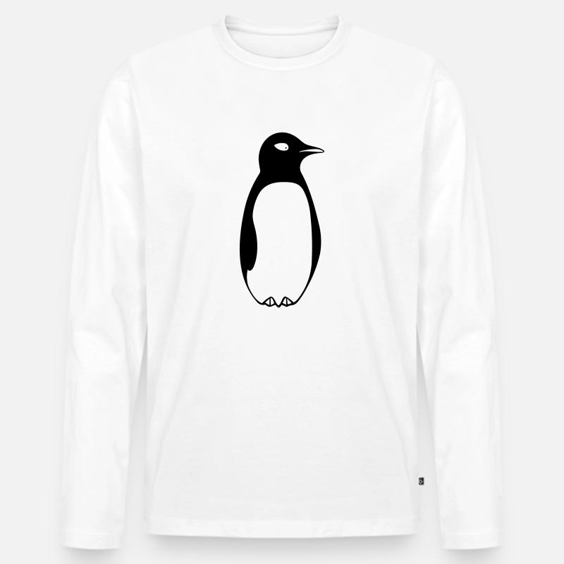 Pinguin - Männer Premium Bio Langarmshirt - Weiß