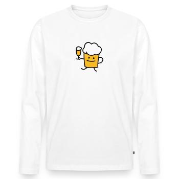 Bier mit Bier - Männer Premium Bio Langarmshirt - Weiß - Vorne - Nico (187cm)