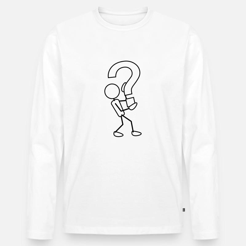 greyman_with_a_big_query_1c - Männer Premium Bio Langarmshirt - Weiß