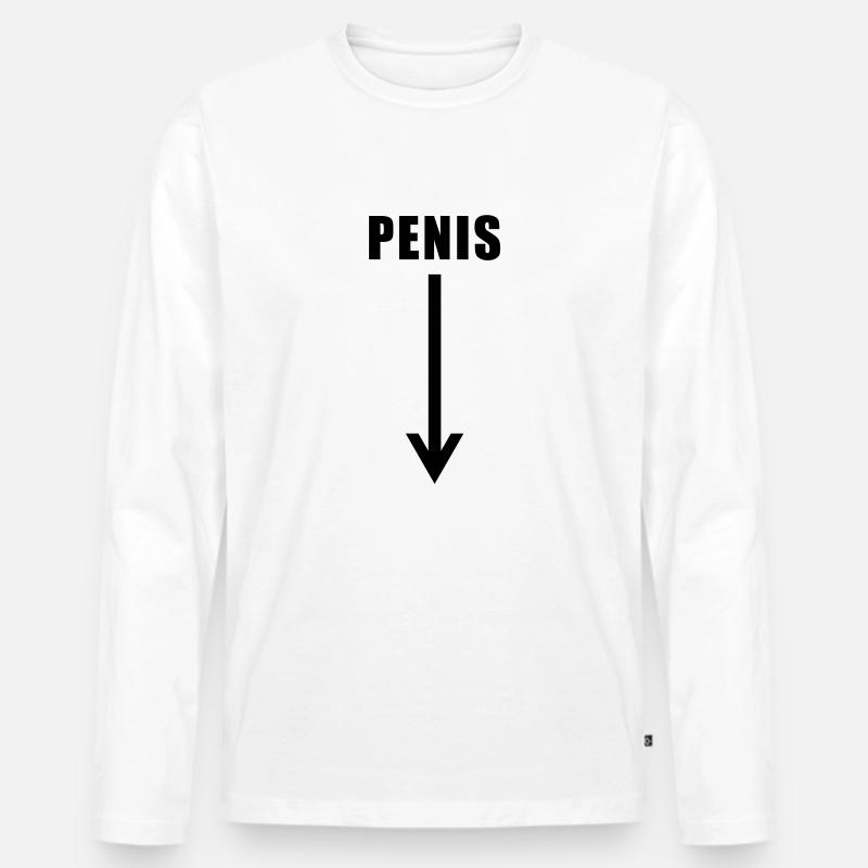 penis down there - Männer Premium Bio Langarmshirt - Weiß