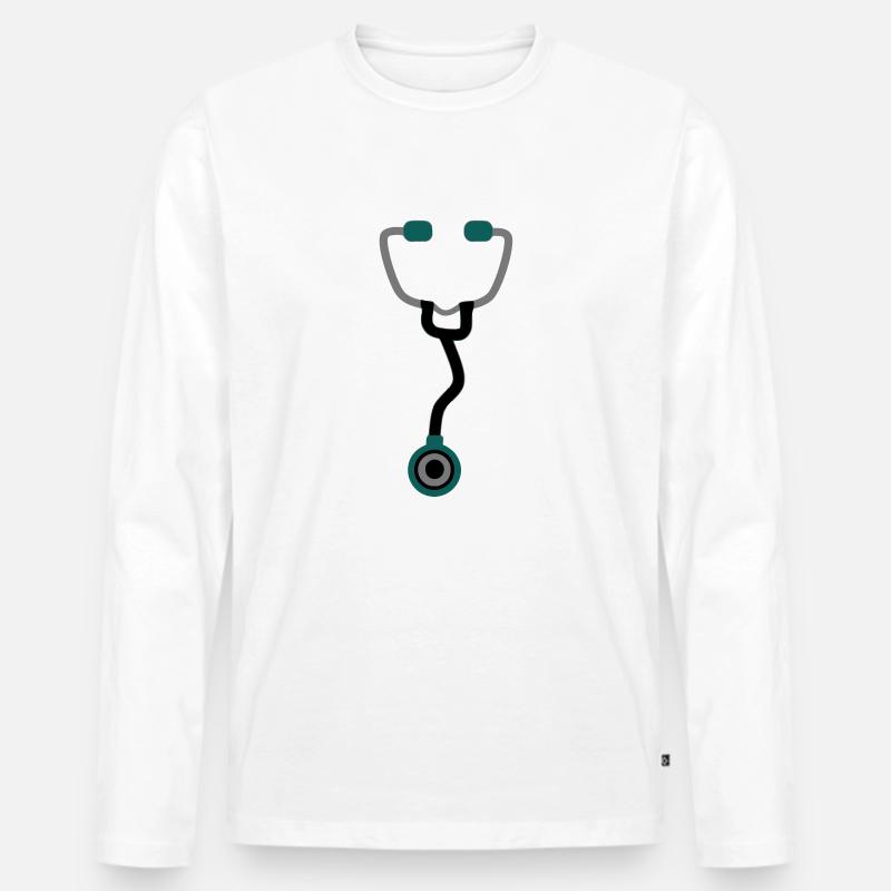 Stetoskop - Männer Premium Bio Langarmshirt - Weiß