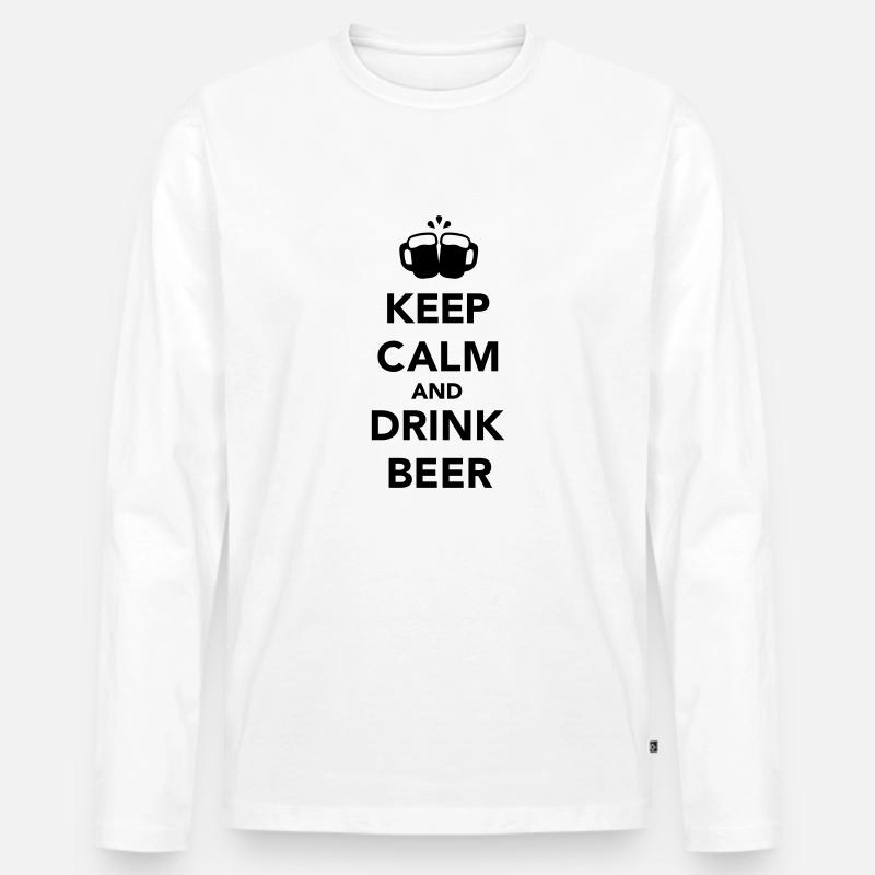 Keep calm and drink beer - Männer Premium Bio Langarmshirt - Weiß