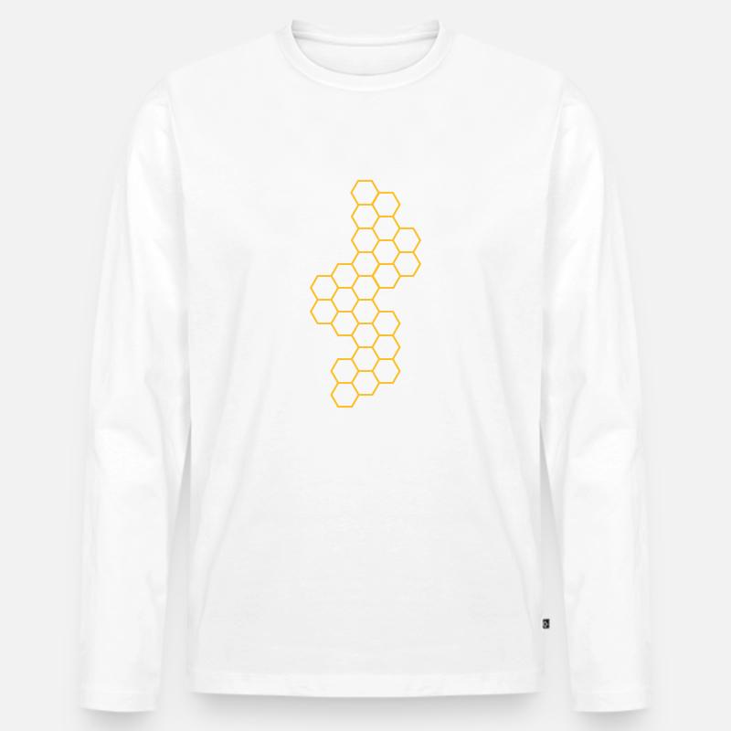 kontur version honig waben muster - Männer Premium Bio Langarmshirt - Weiß