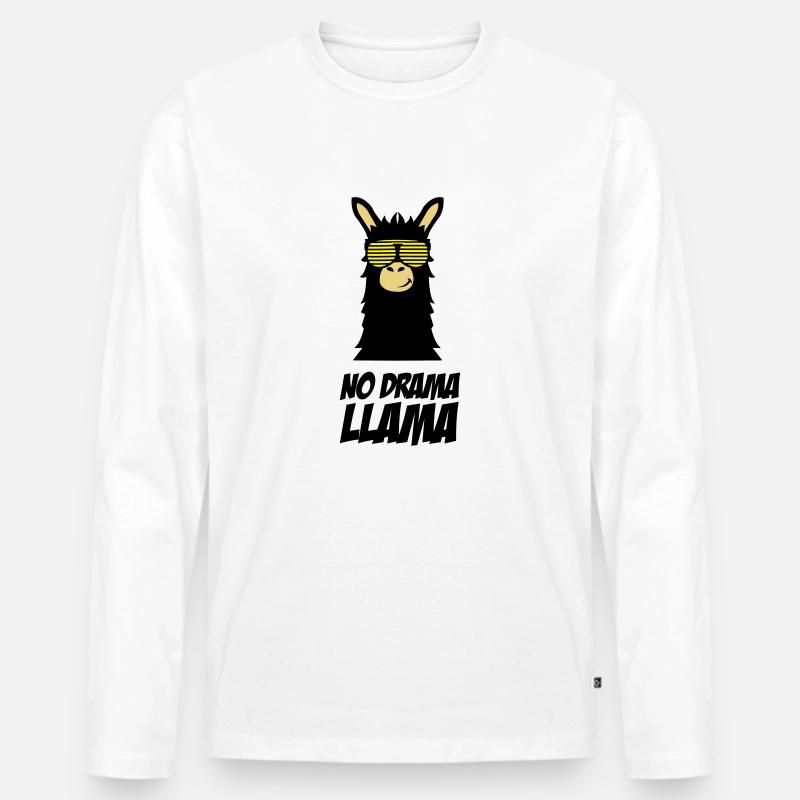 drama_llama_002 - Männer Premium Bio Langarmshirt - Weiß
