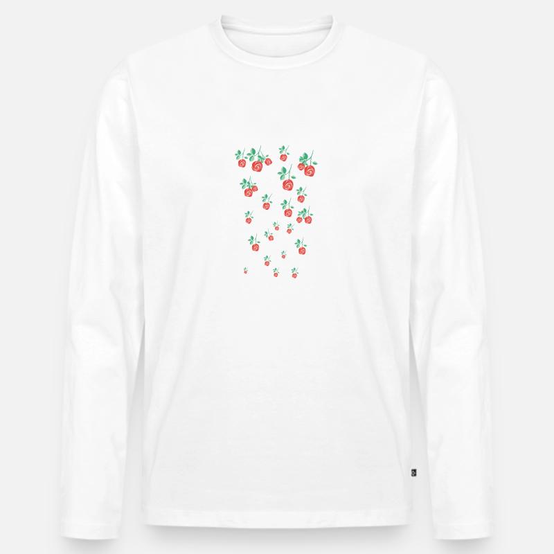 rote rose,n,rosen,rose,ranke,blumen,floral - Männer Premium Bio Langarmshirt - Weiß