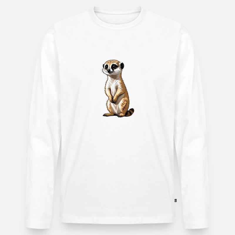 Erdmännchen Niedlich Illustration - Männer Premium Bio Langarmshirt - Weiß