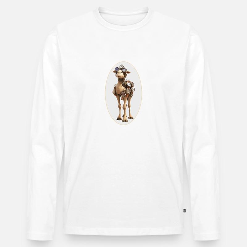 Kamel Zeit - Männer Premium Bio Langarmshirt - Weiß