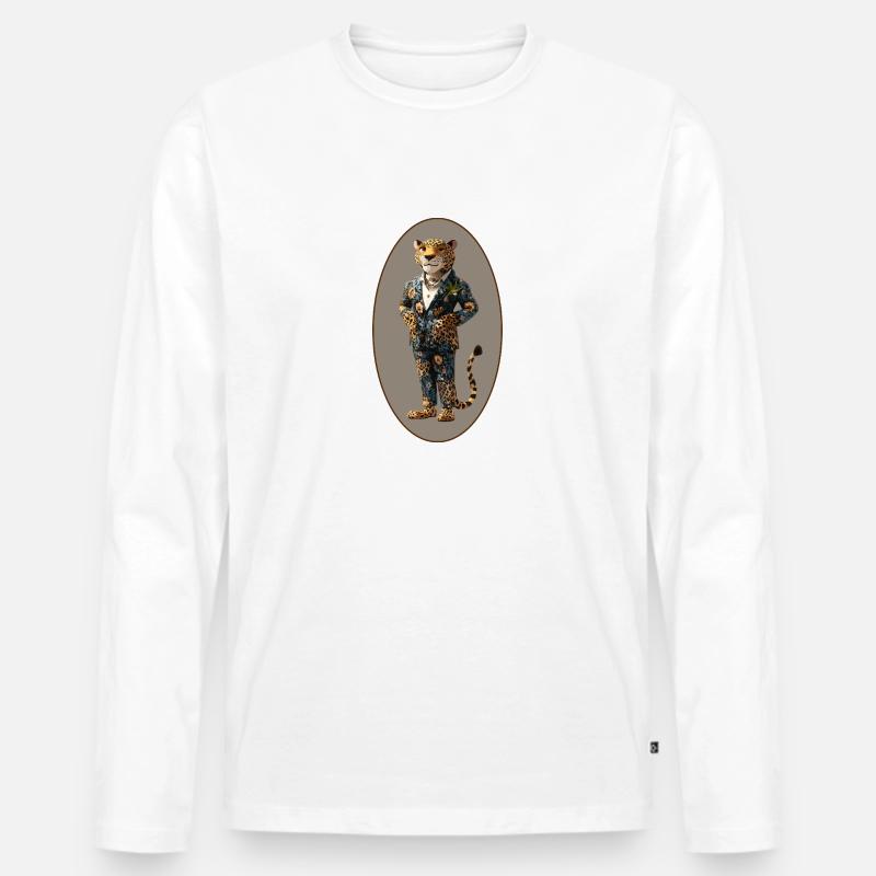 Leopard - Männer Premium Bio Langarmshirt - Weiß