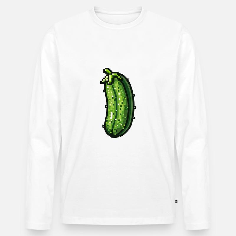 Gurke Pixel Symbol - Männer Premium Bio Langarmshirt - Weiß