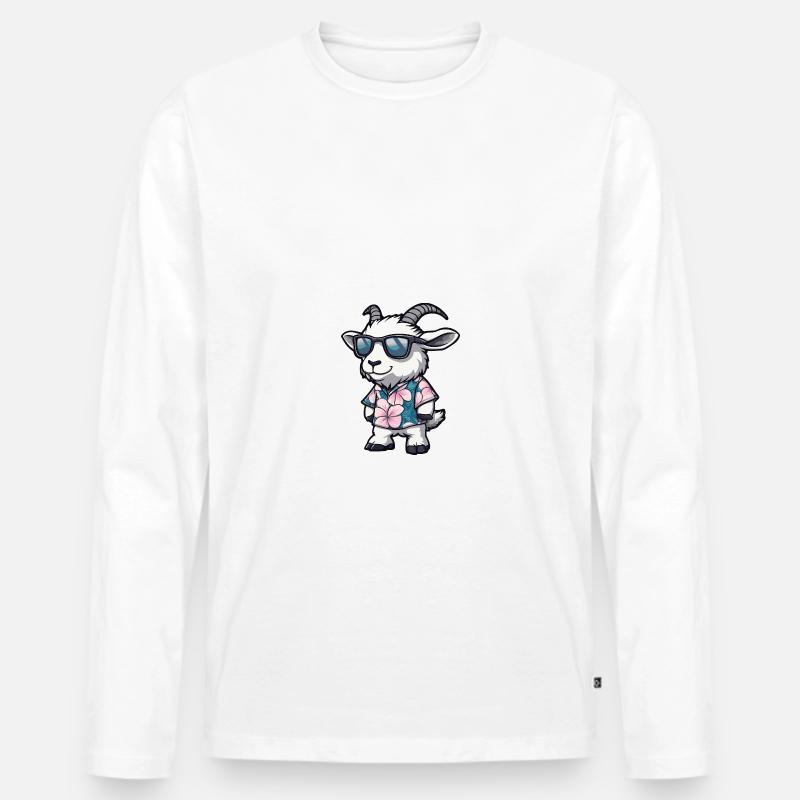 Bergziege Comic Urlaub - Männer Premium Bio Langarmshirt - Weiß