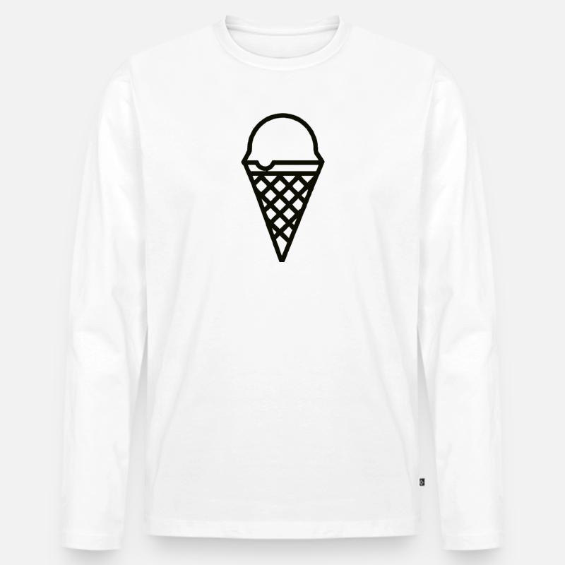 Eis Geschenkidee Eistüte Eiswaffel - Männer Premium Bio Langarmshirt - Weiß