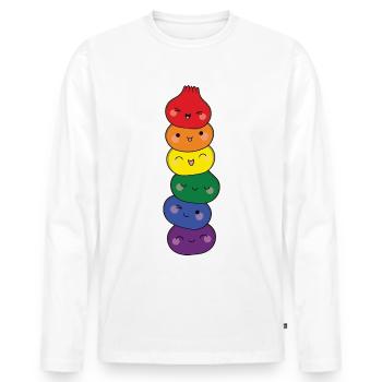 Dumpling Turm Regenbogen LGTBQ Pride Dim Sum - Männer Premium Bio Langarmshirt - Weiß - Vorne - Nico (187cm)