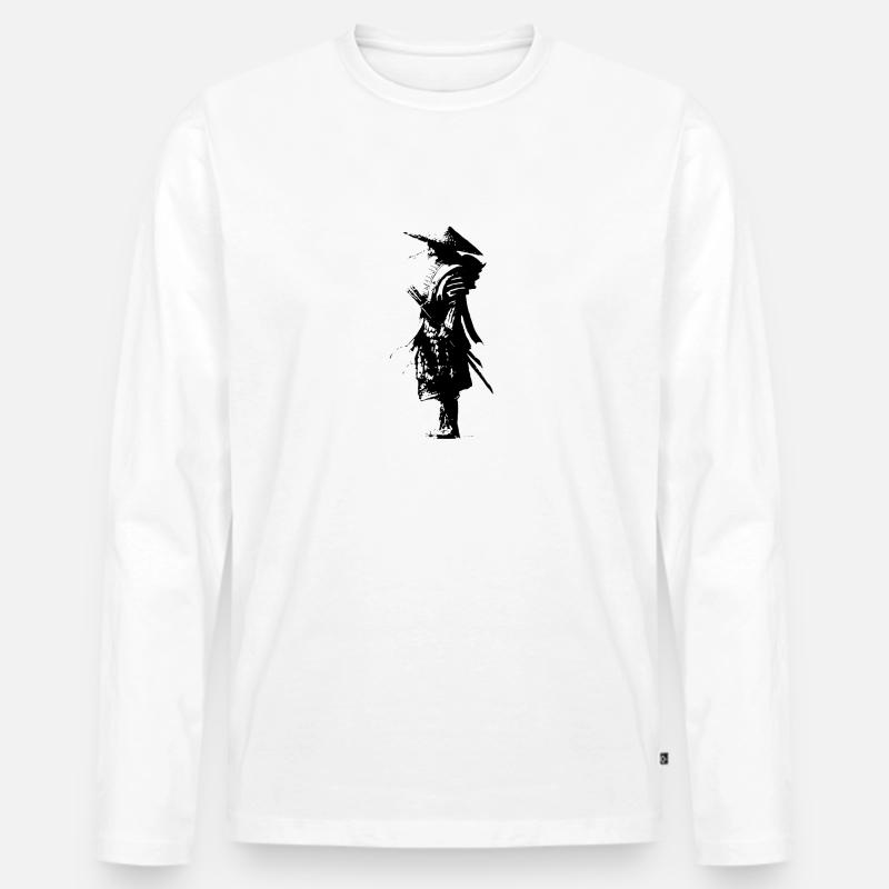 Samurai - Männer Premium Bio Langarmshirt - Weiß