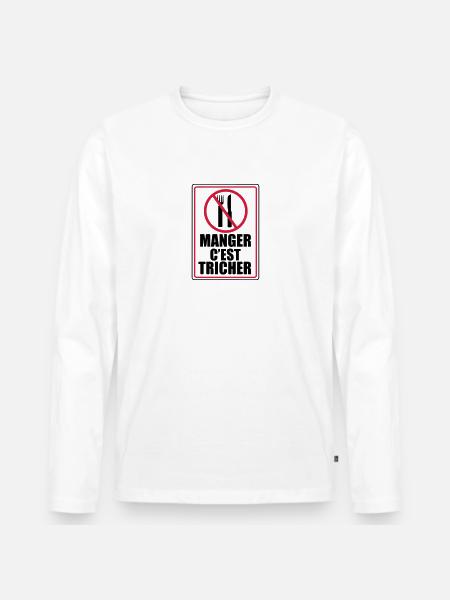 Manger c'est Tricher - T-shirt manches longues Premium bio Homme - blanc