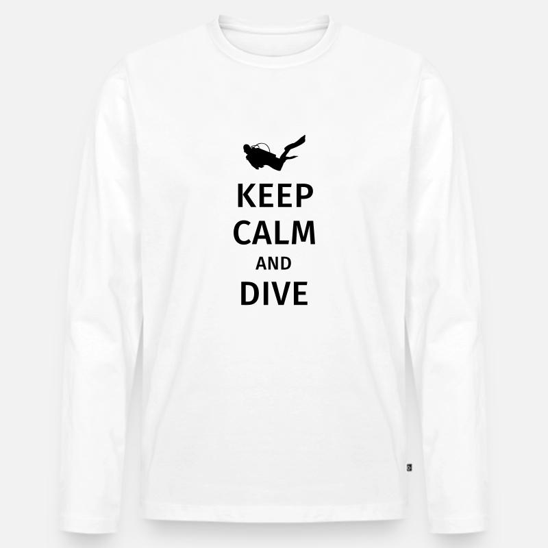 keep calm and dive - Männer Premium Bio Langarmshirt - Weiß