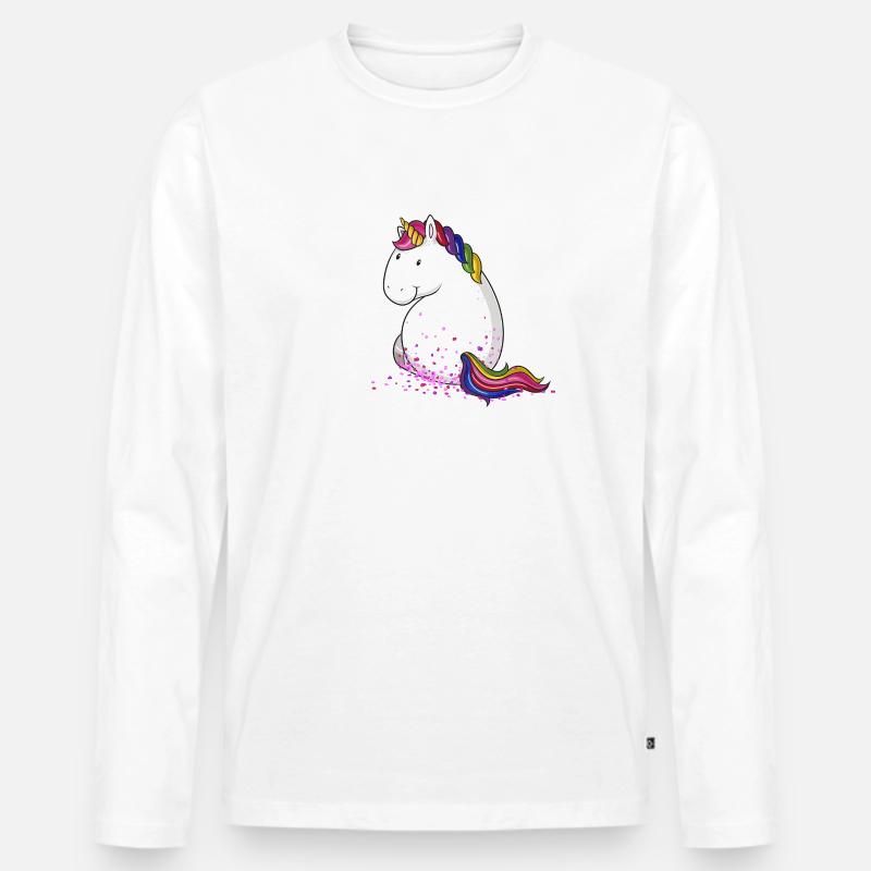 Konfetti Einhorn Comic - Männer Premium Bio Langarmshirt - Weiß