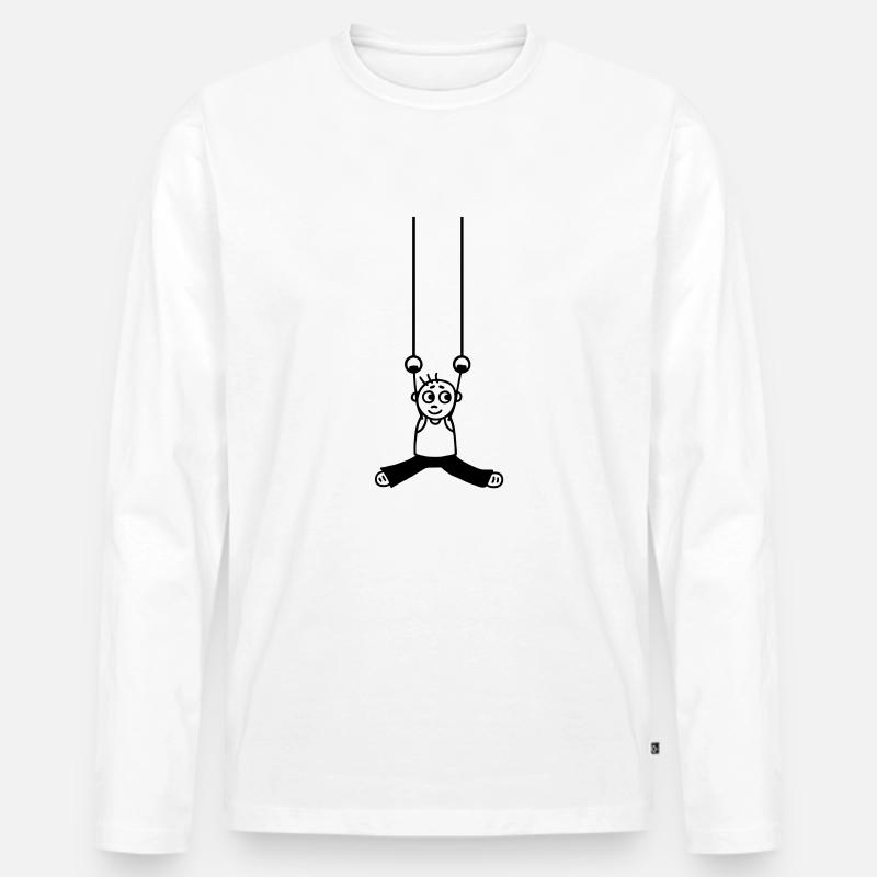 Kunstturner an Ringen - Männer Premium Bio Langarmshirt - Weiß