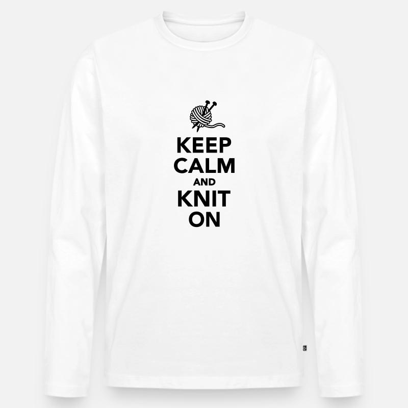 Stricken - Männer Premium Bio Langarmshirt - Weiß