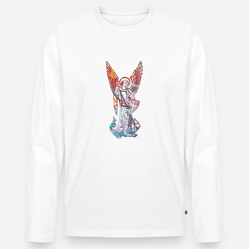 Michael Archangel - Männer Premium Bio Langarmshirt - Weiß