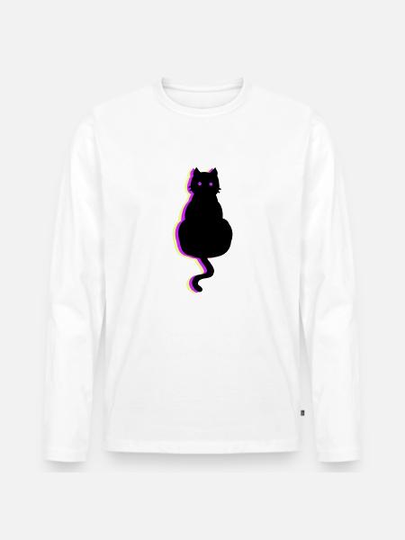 Leuchtkatze pink - Männer Premium Bio Langarmshirt - Weiß