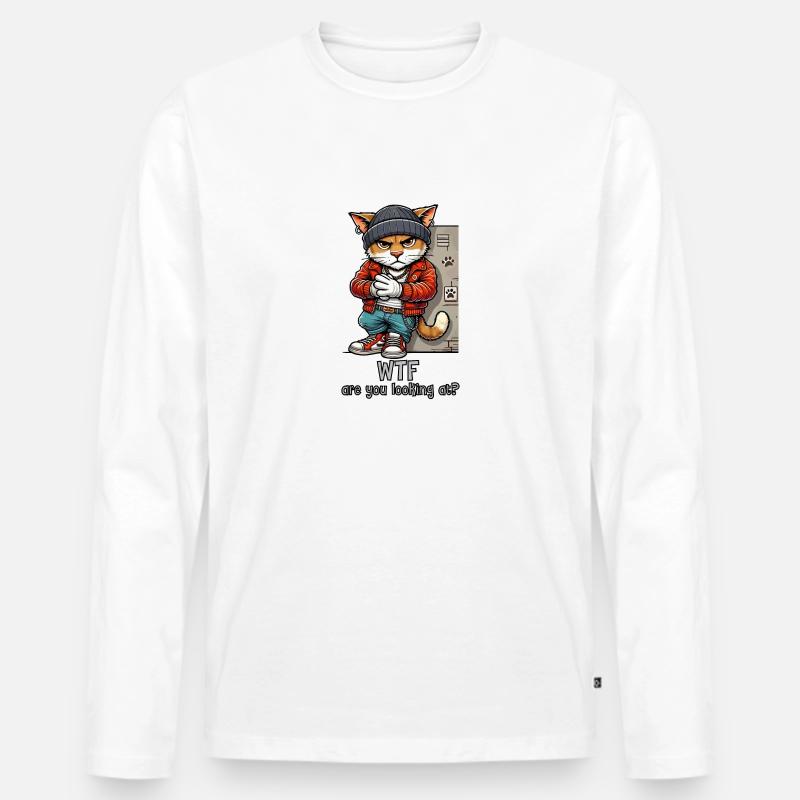 WTF schaust du dir an? - Männer Premium Bio Langarmshirt - Weiß