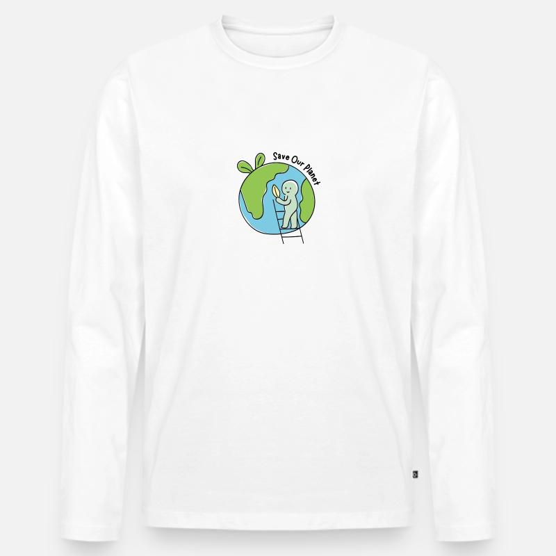 Save Our Planet - Männer Premium Bio Langarmshirt - Weiß