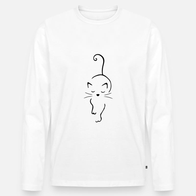 Katze Kunst - Männer Premium Bio Langarmshirt - Weiß