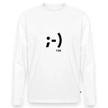 Zwinkern Smile Y2k Schwarz - Männer Premium Bio Langarmshirt - Weiß - Vorne - Nico (187cm)