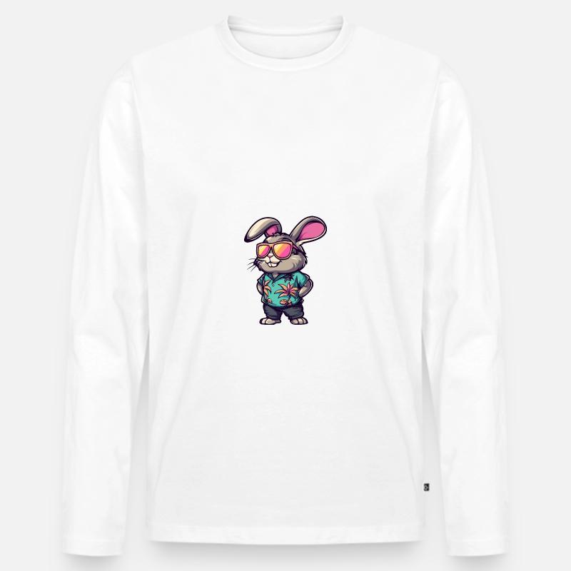 Hase Comic Urlaub - Männer Premium Bio Langarmshirt - Weiß