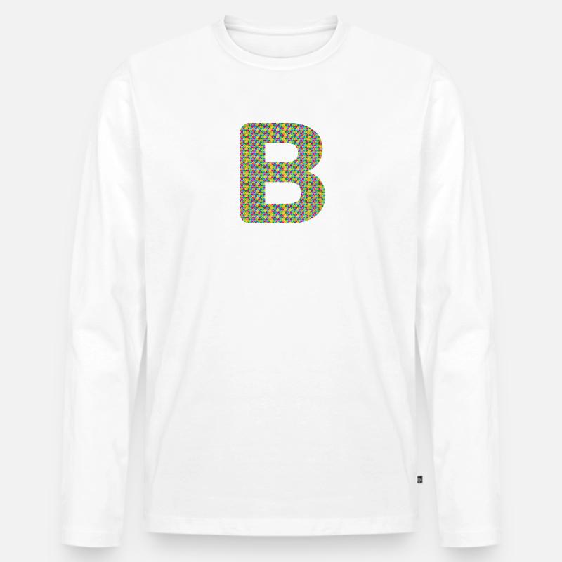 Buntes Herz-B Design – Einzigartig & Stylisch! - Männer Premium Bio Langarmshirt - Weiß