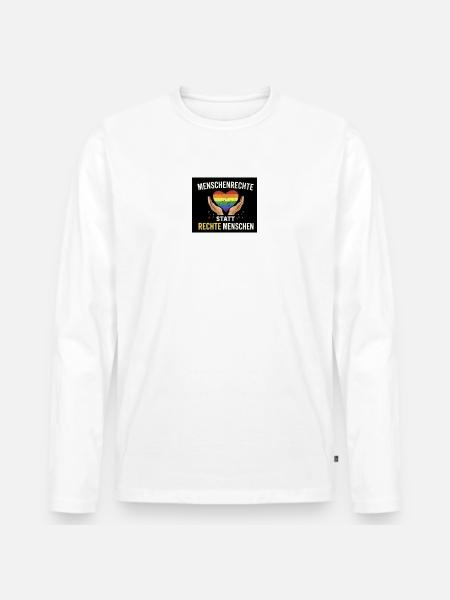 Human rights instead of right-wing people - Men's Premium Organic Long Sleeve Shirt - white