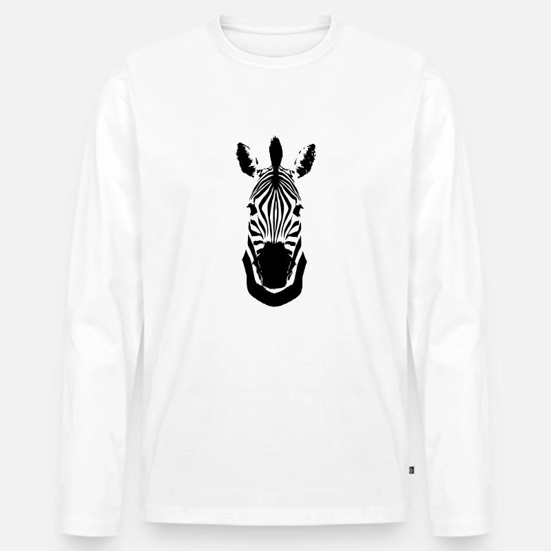 Zebra - Männer Premium Bio Langarmshirt - Weiß
