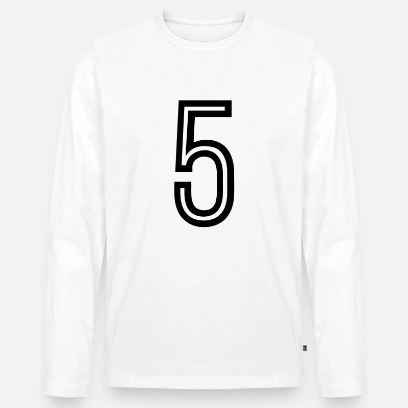 Rückennummer 5 - Männer Premium Bio Langarmshirt - Weiß
