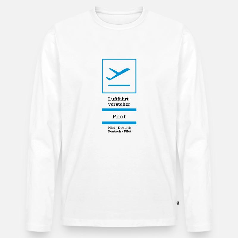 Pilot - Männer Premium Bio Langarmshirt - Weiß