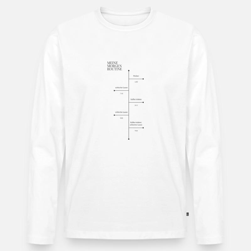Morgenroutine Morgenmuffel - Männer Premium Bio Langarmshirt - Weiß
