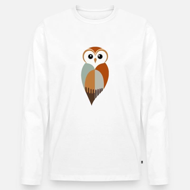 Stilisierte Eule - Männer Premium Bio Langarmshirt - Weiß