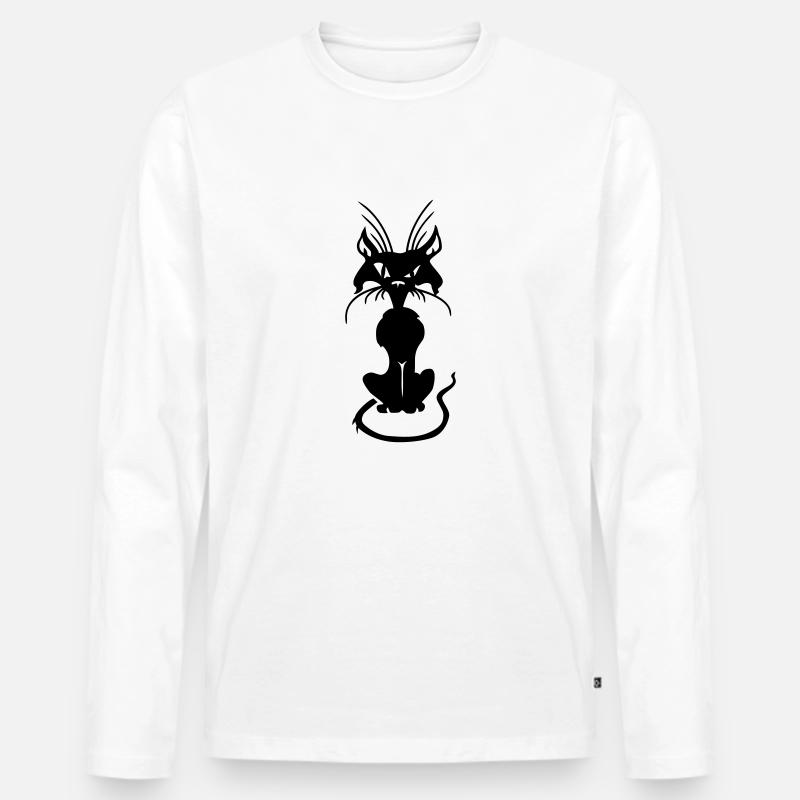 Böse Katze - Männer Premium Bio Langarmshirt - Weiß