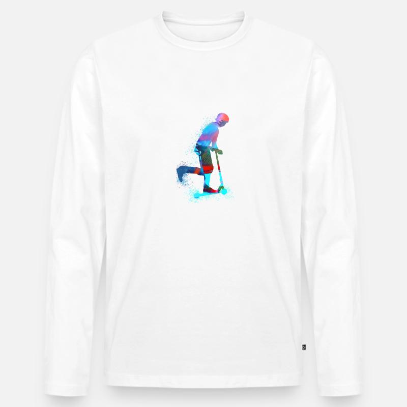 Stuntscooter,Trickscooter,tricks,stunt,e-scooter, - Männer Premium Bio Langarmshirt - Weiß