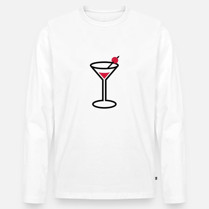 Martini Cocktail Glas - Männer Premium Bio Langarmshirt - Weiß