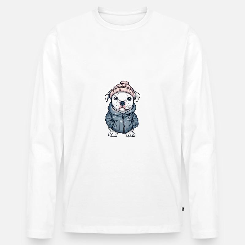 Pit Terrier Hund Stylisch - Männer Premium Bio Langarmshirt - Weiß